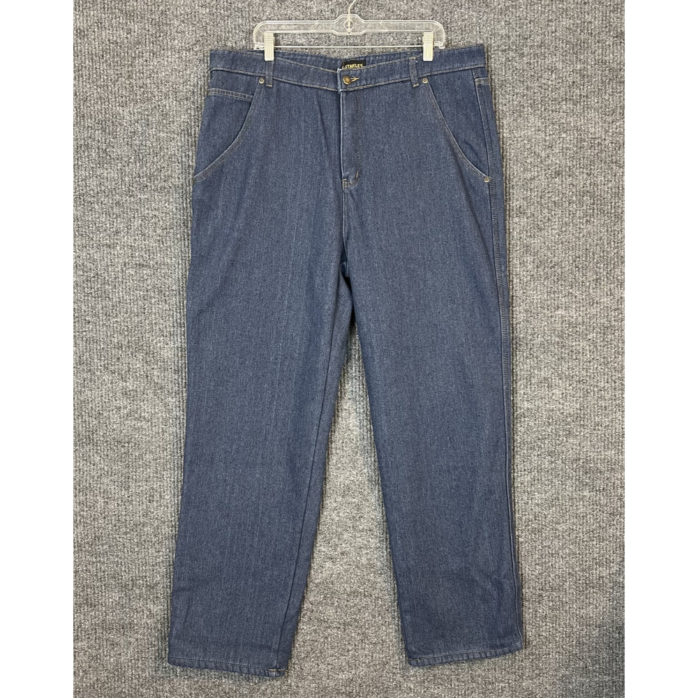 Stanley Mens Fleece Lined Carpenter Jeans Size 38 Blue Dark Wash Work Wear